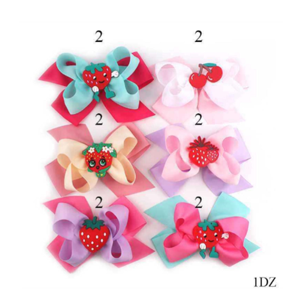 Sweet Strawberry & Cherry Hair Bow Clips (15cm)