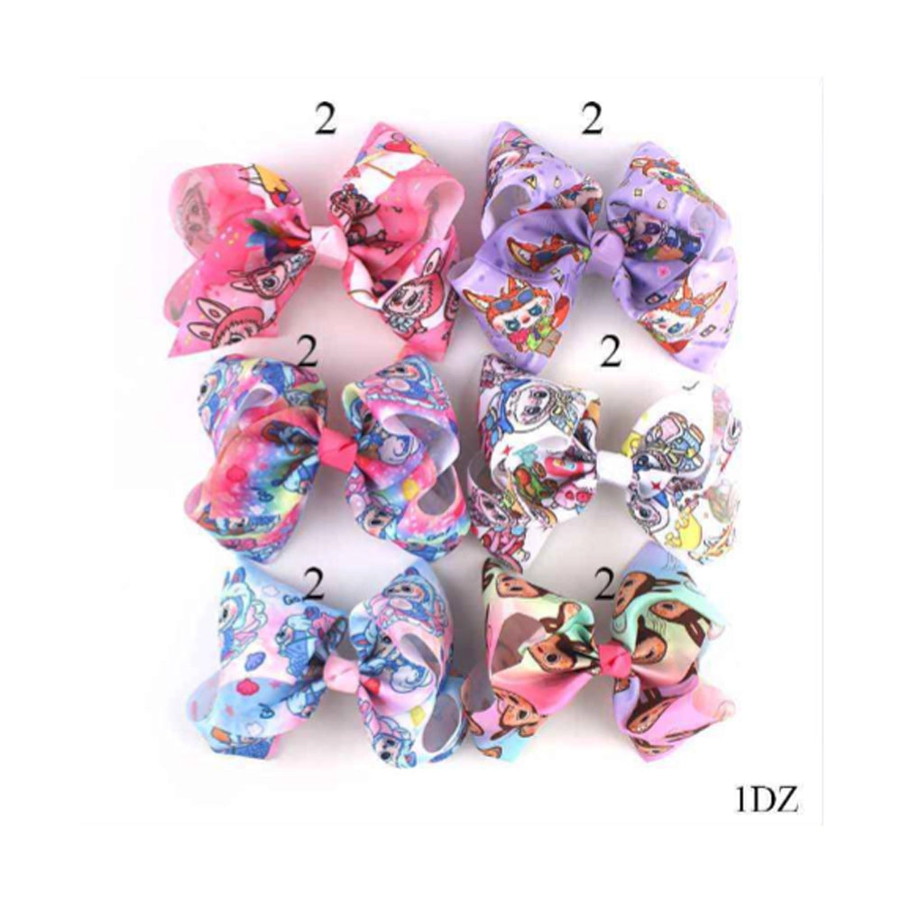 Giant Rainbow Unicorn Print Hair Bow Clip (15cm)