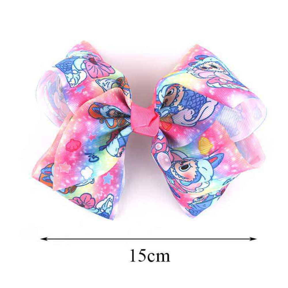 Giant Rainbow Unicorn Print Hair Bow Clip (15cm)
