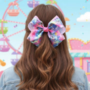 Giant Rainbow Unicorn Print Hair Bow Clip (15cm)