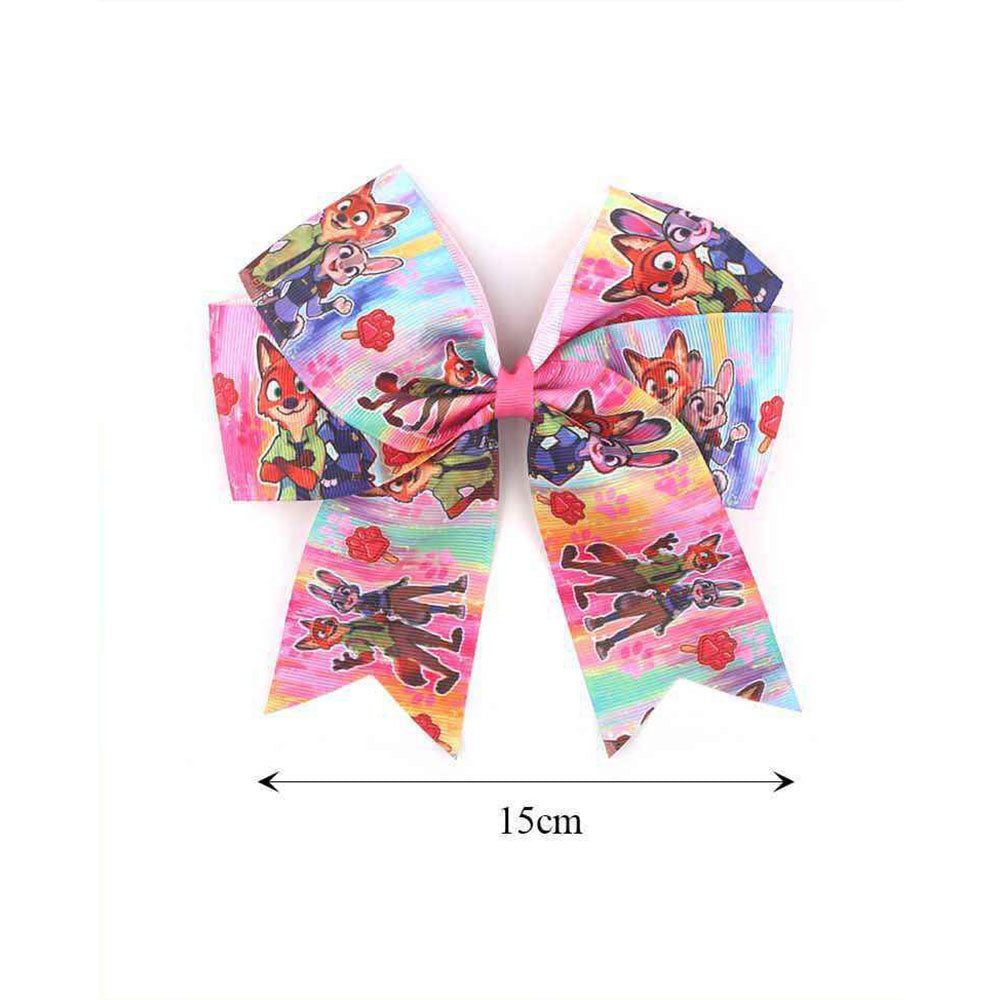 6-Inch Animated Animal Print Cheer Bows – Colorful Character Hair Accessories (MKC-5019)