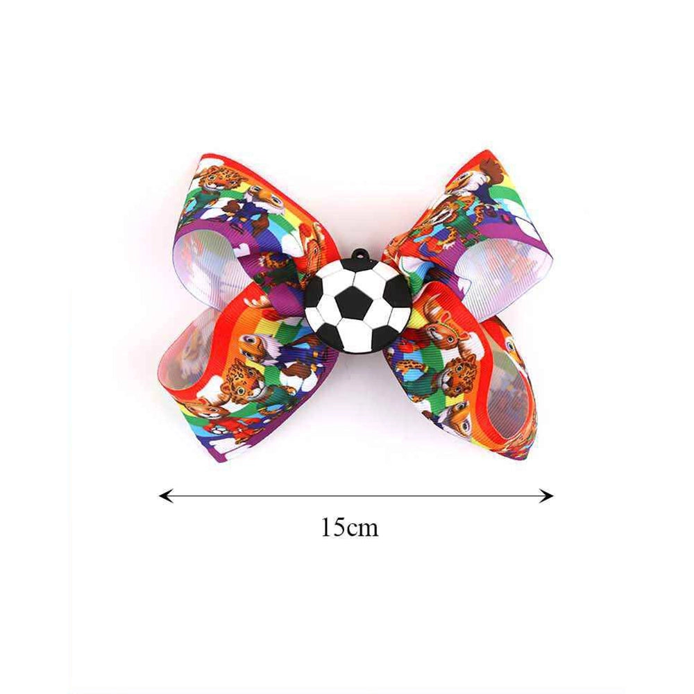 Vibrant Soccer Mascot Hair Bow - 15-Inch Grosgrain Accessory (MKC-5029)