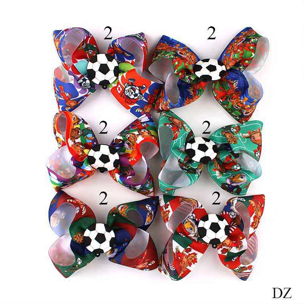 Vibrant Soccer Mascot Hair Bow - 15-Inch Grosgrain Accessory (MKC-5029)