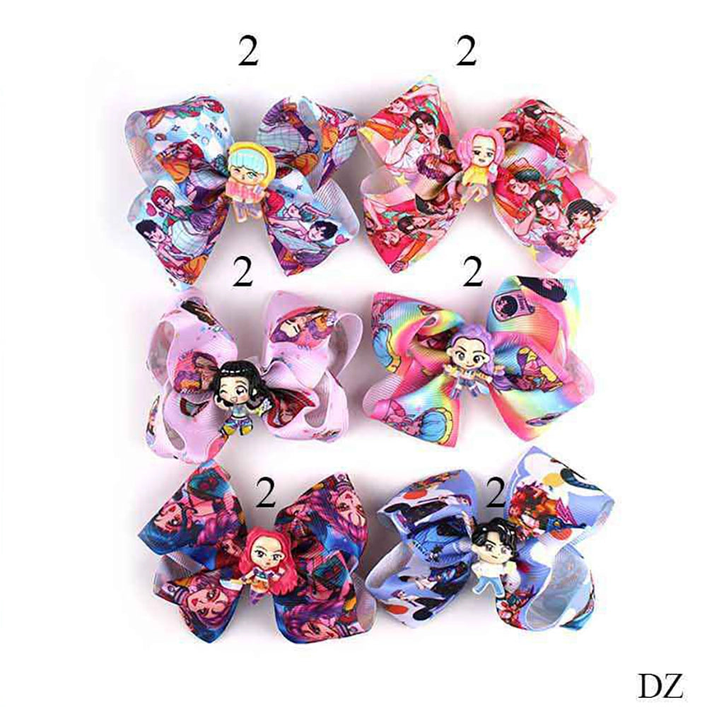 Sparkling Pop-Star Inspired Boutique Hair Bows – 9cm Colorful Ribbon Clips (MKC-5095)