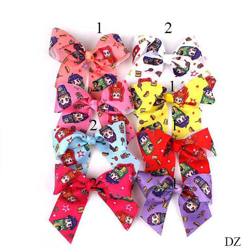 Cute Animated Character Hair Bows - 9cm Printed Ribbon Clips - Fun & Vibrant Boutique Hair Accessories for Kids (MKC-5117)