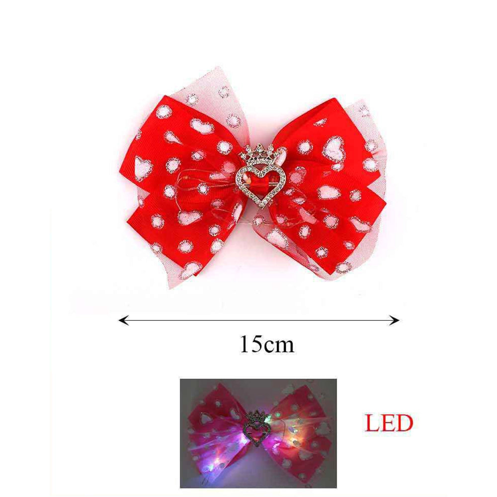 Large 15cm Heart & Crown Princess Hair Bow (MKC-5123)