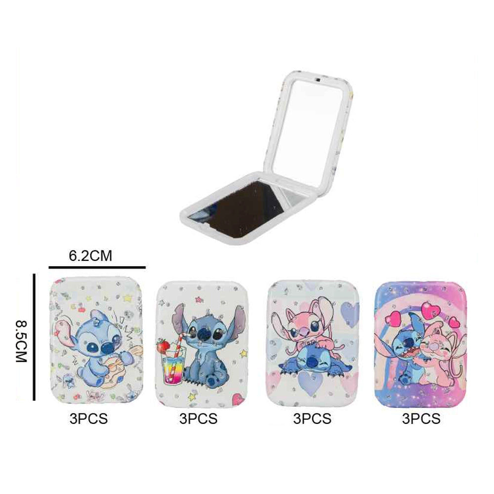 Foldable Pocket Mirror Set – Cute Blue & Pink Space Creature Cosmetic Compacts – Portable Travel Mirrors for Kids & Teens (MR03)