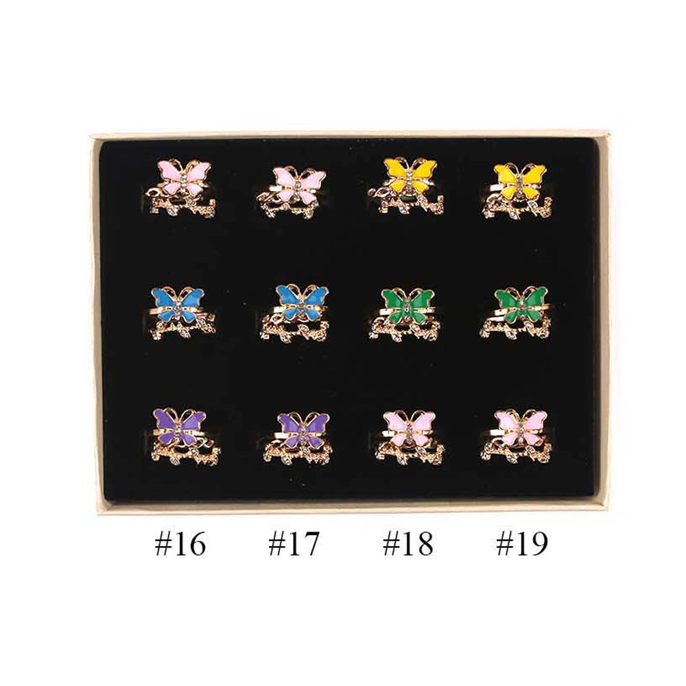 Elegant Butterfly Stacking Ring Set – Gold Finish & Vibrant Enamel (MRN-0994)