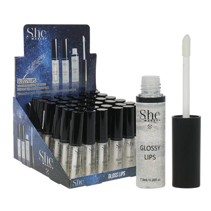 S.HE - Clear Lip Gloss with Glitter