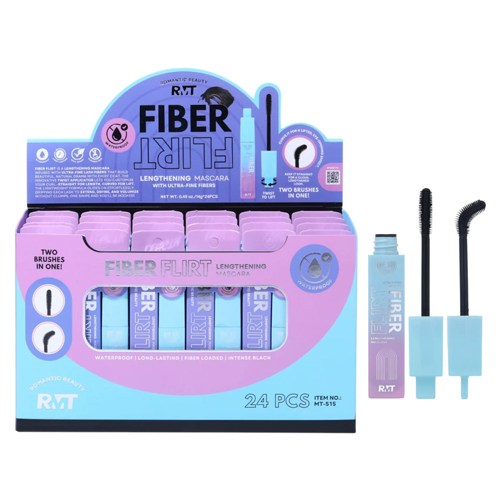 Romantic Beauty - Fiber Flirt Lengthening Mascara | Waterproof & Adjustable Wand (24pc Display)