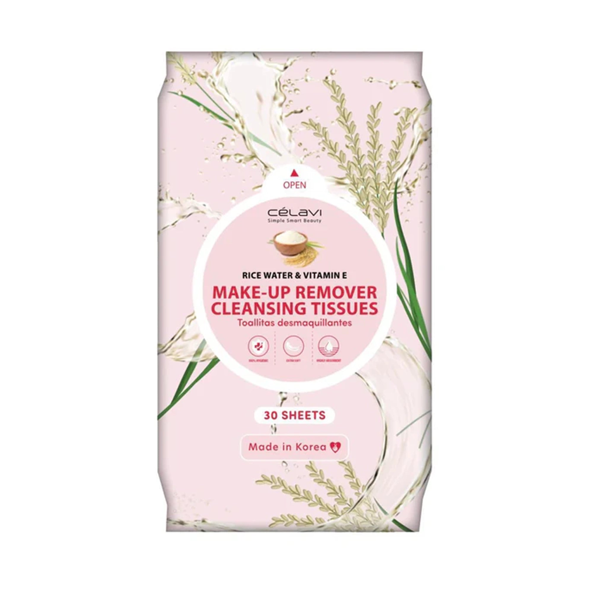 Célavi - Rice Water & Vitamin E Makeup Remover Cleansing Tissues (30 Sheets)