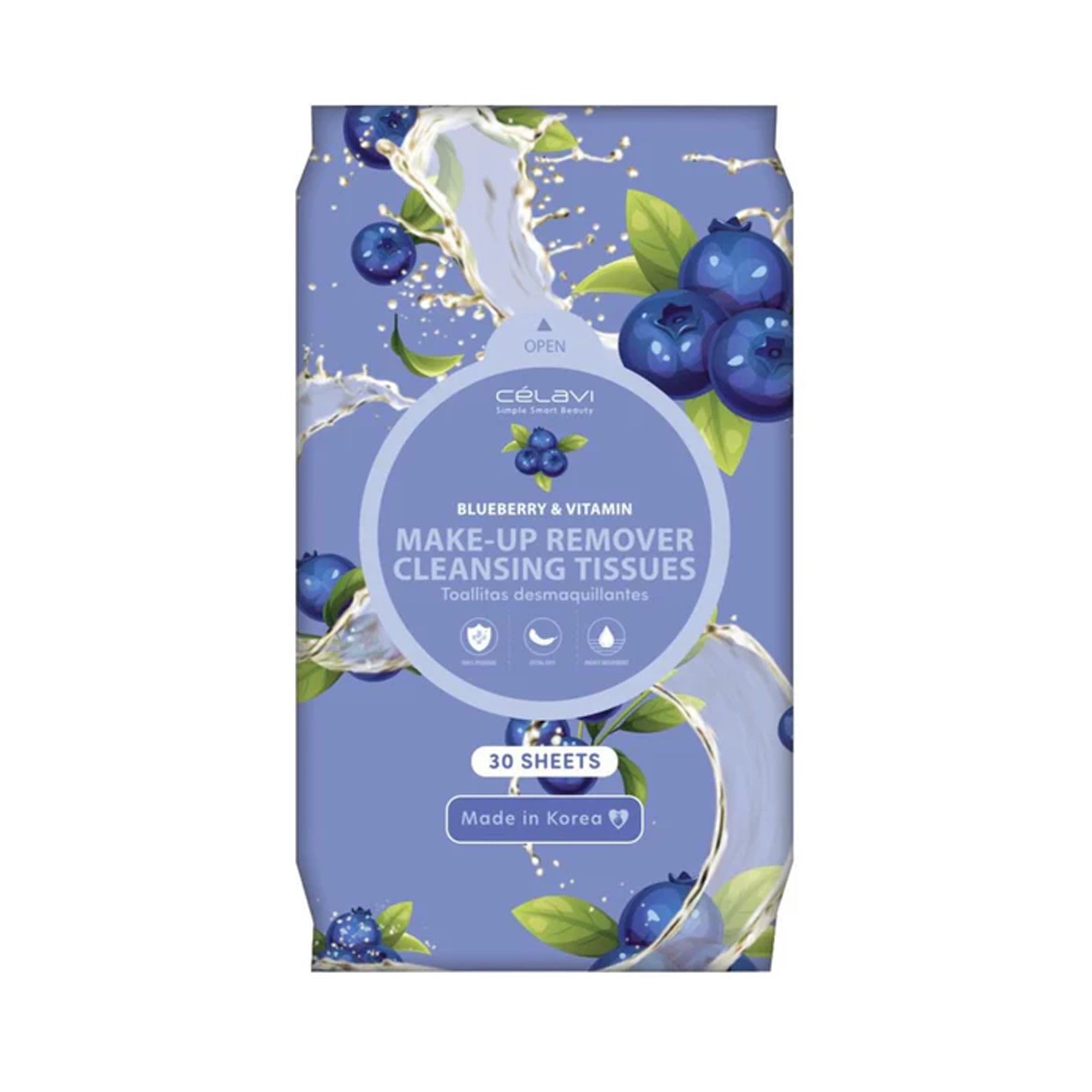 Célavi - Blueberry & Vitamin Makeup Remover Cleansing Tissues (30 Sheets)