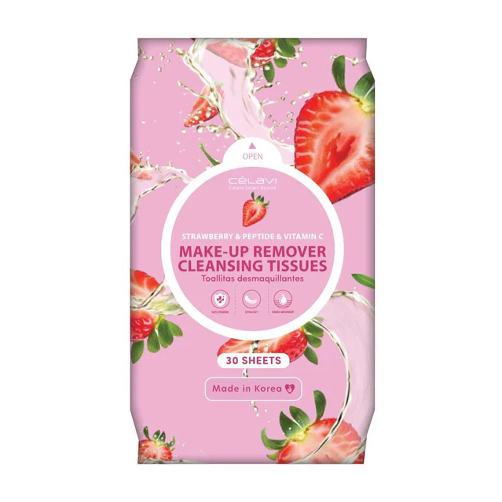 Célavi - Strawberry & Peptide Vitamin C Makeup Remover Cleansing Tissues (30 Count)