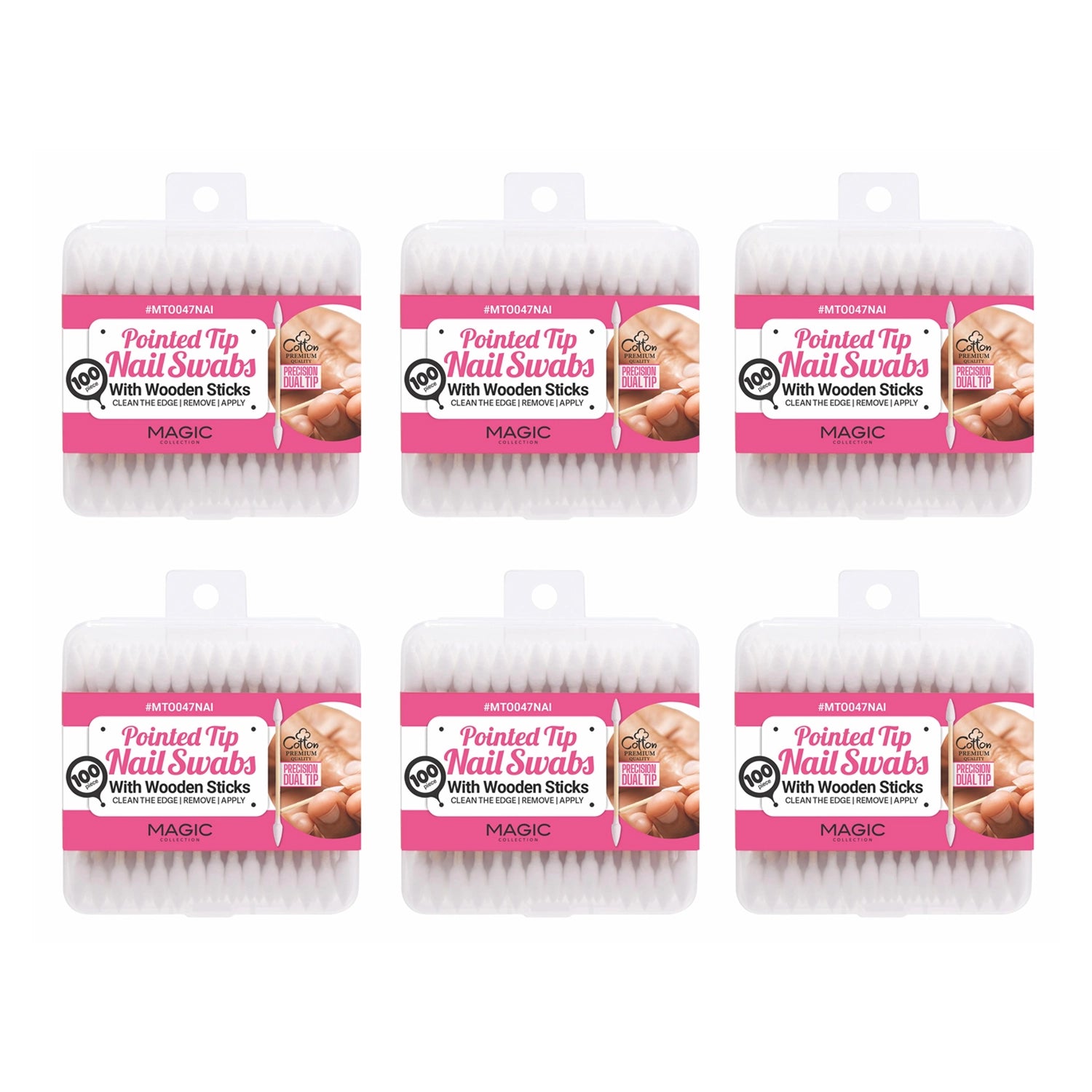 Magic - Pointed Tip Nail Swabs - 100 Count Precision Cotton Buds with Wooden Sticks