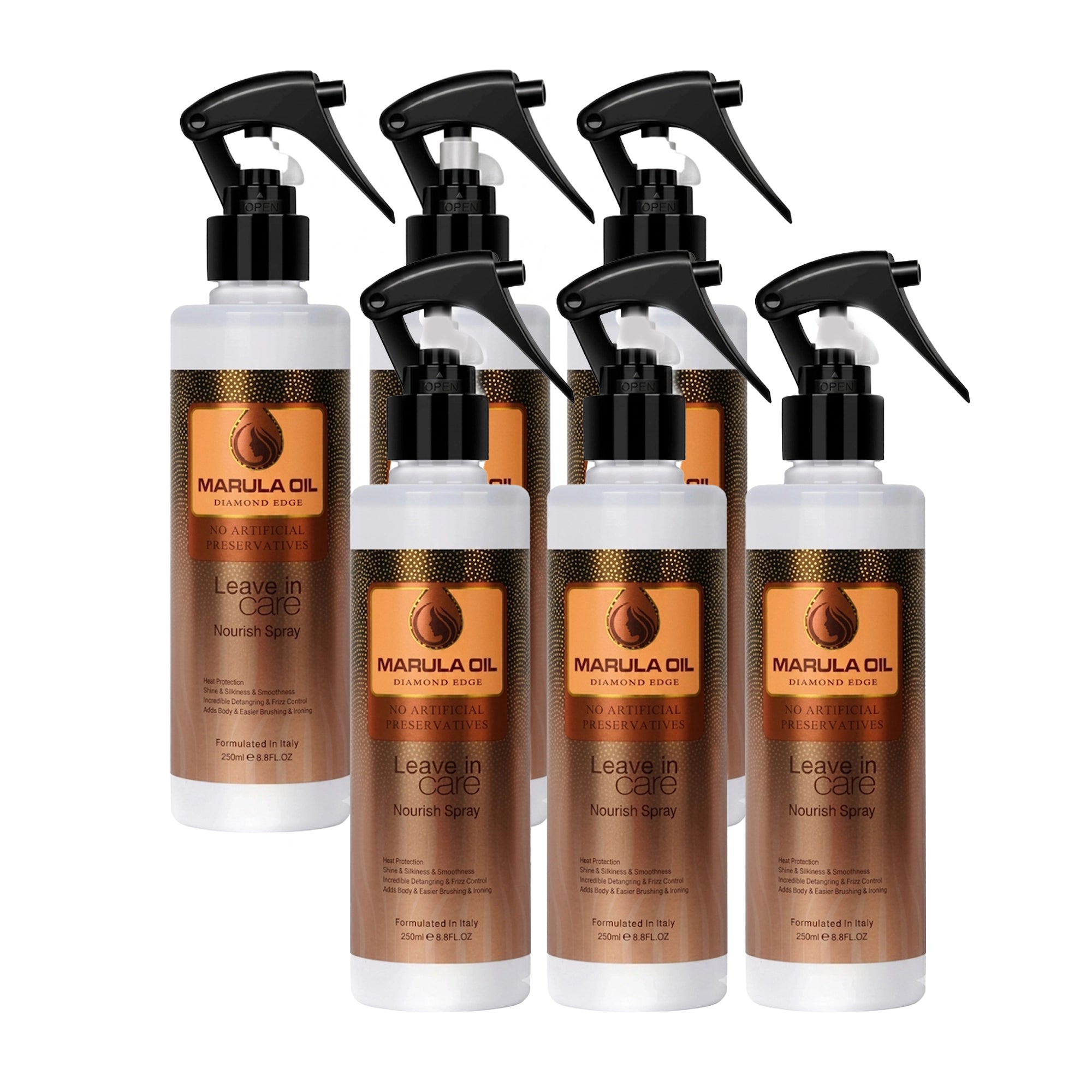 Marula Oil Diamond Edge Leave-In Nourish Spray | Premium Heat Protector & Anti-Frizz Hair Treatment