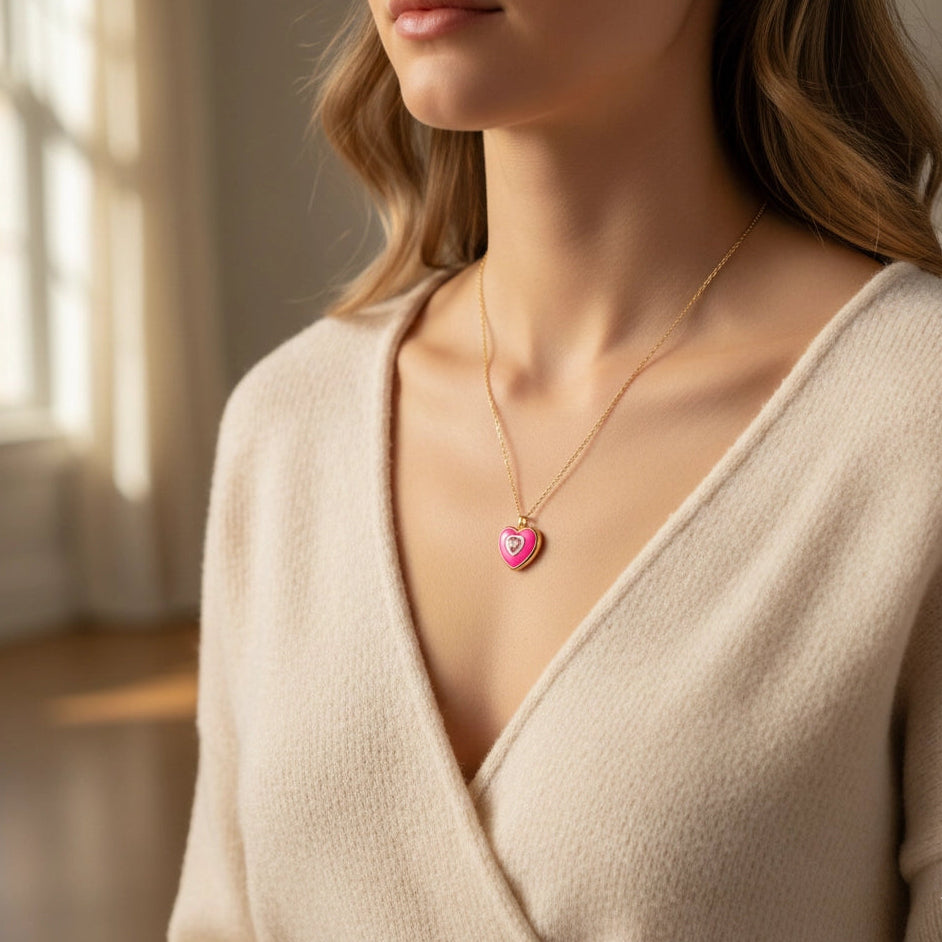Sweetheart Enamel Pendant Necklaces