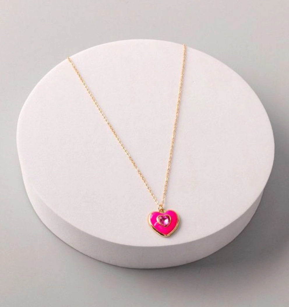 Sweetheart Enamel Pendant Necklaces