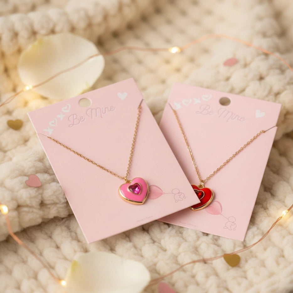 Sweetheart Enamel Pendant Necklaces