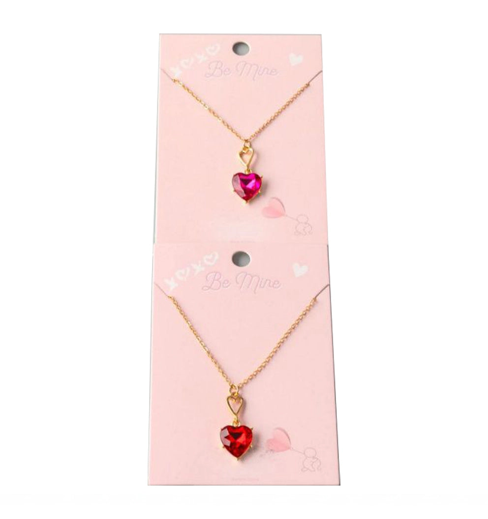 Dainty Crystal Heart Pendant Gold Necklace - "Be Mine" Valentine's Gift