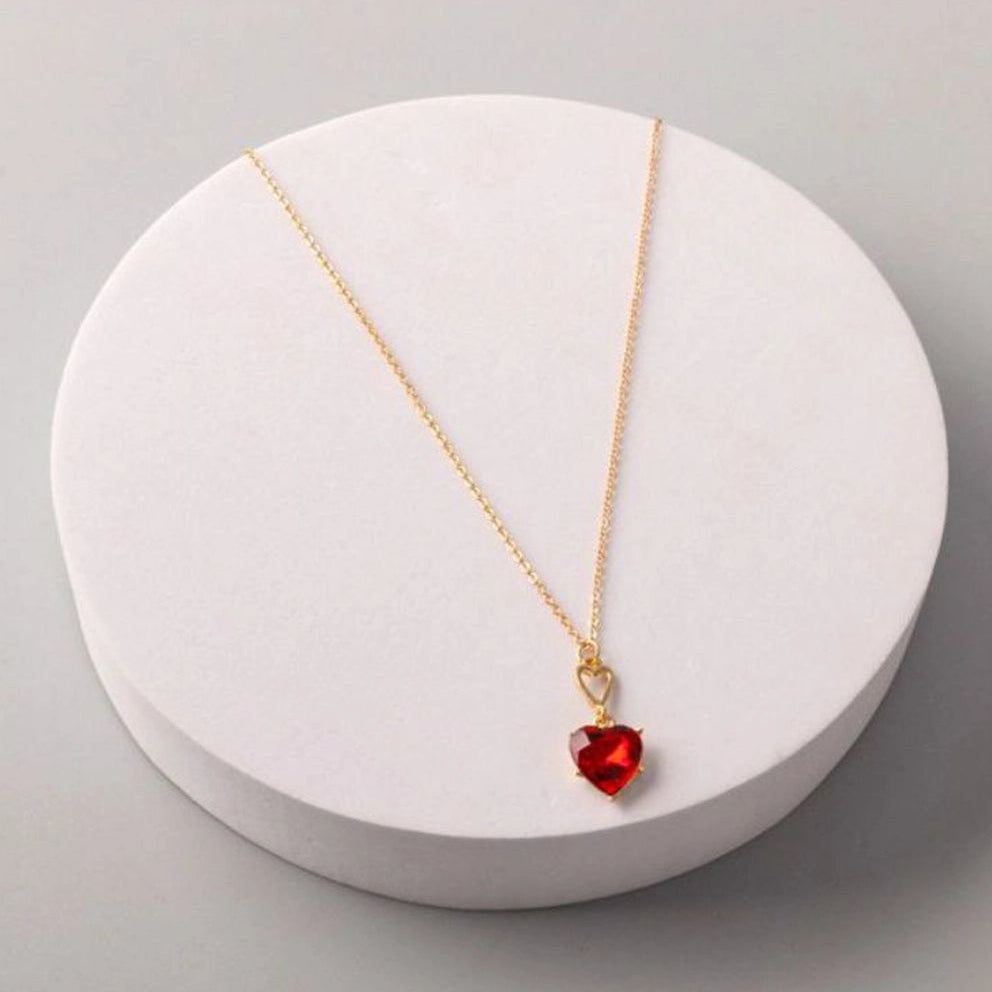 Dainty Crystal Heart Pendant Gold Necklace - "Be Mine" Valentine's Gift