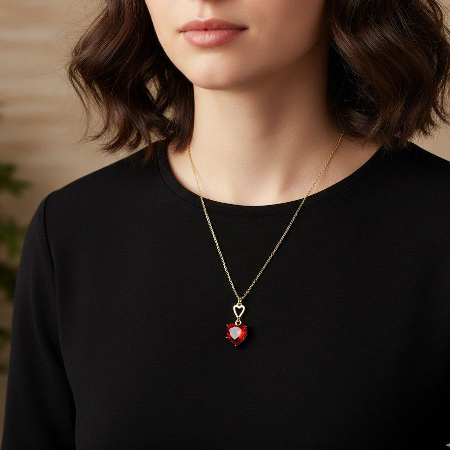 Dainty Crystal Heart Pendant Gold Necklace - "Be Mine" Valentine's Gift