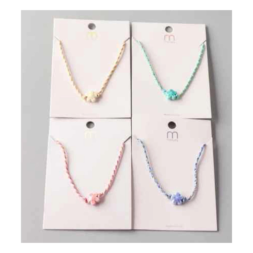 Dainty Hand-Woven Flower Charm Necklace – Minimalist Pastel Braided Cord Jewelry for Women & Teens (NK8583)