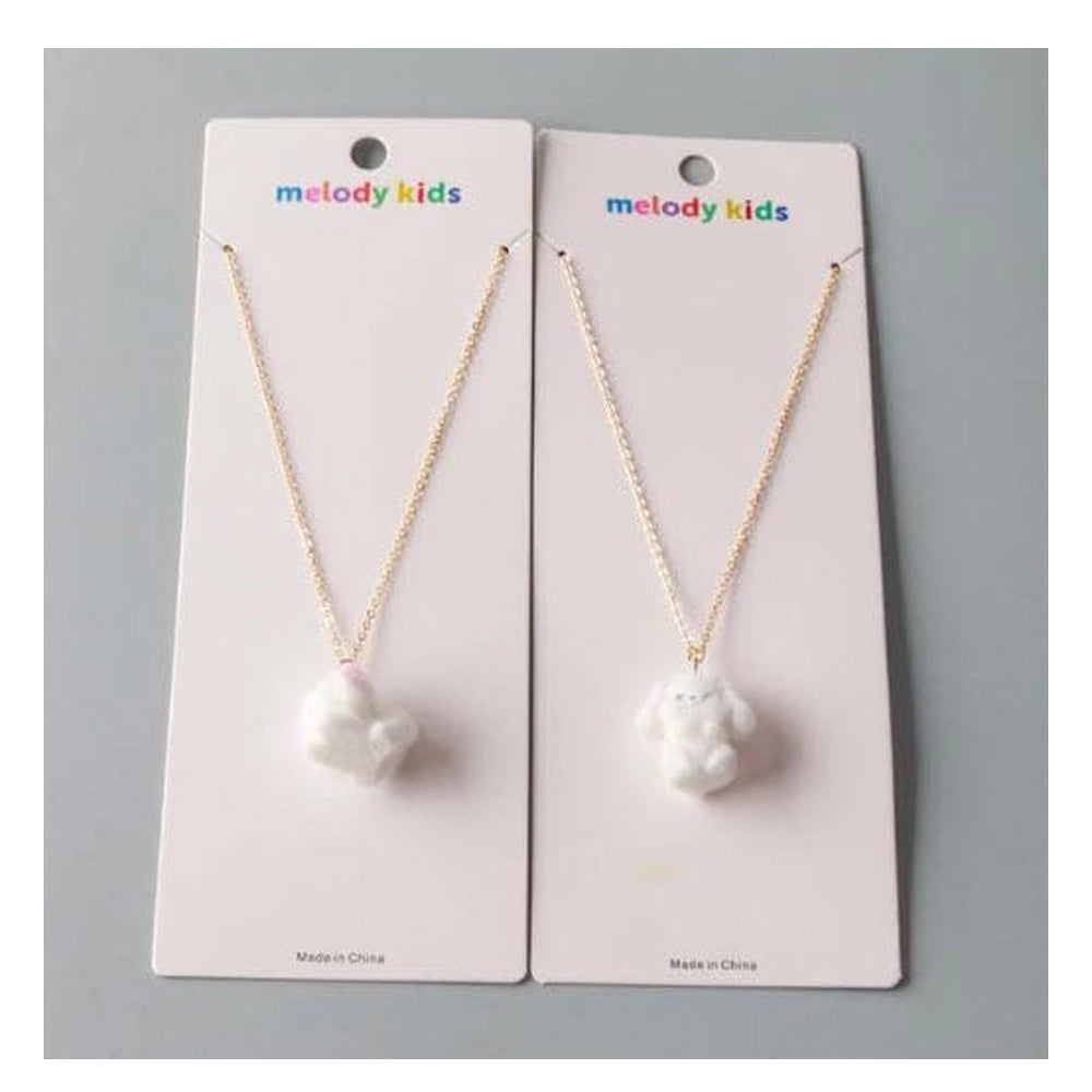 Charming Fluffy White Puppy Pendant Necklace - Kids’ Gold-Tone Jewelry (NKK1391)