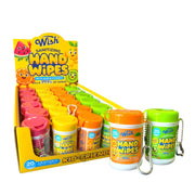Wish Kid-Friendly Sanitizing Hand Wipes Mini Canister Display Set – 20 Count Travel Antibacterial Wipes with Keychain Clip (Aloe & Vitamin E)