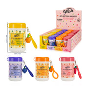 Wish Anti-Bacterial Hand Wipes Mini Canister with Silicone Charm & Strap – 20 Count Travel Sanitizing Wipes with Aloe & Vitamin E