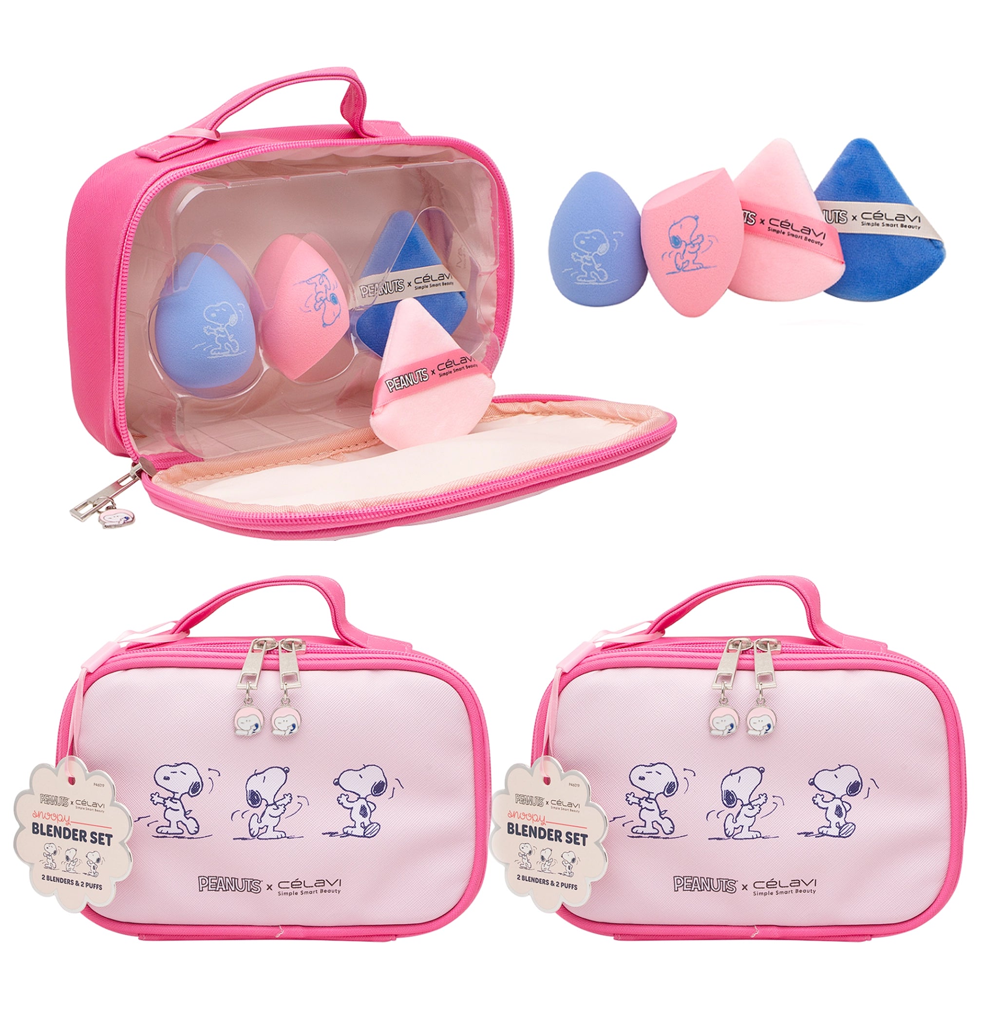 Célavi - Peanuts Snoopy Cosmetic Travel Case and Makeup Blender/Puff Set