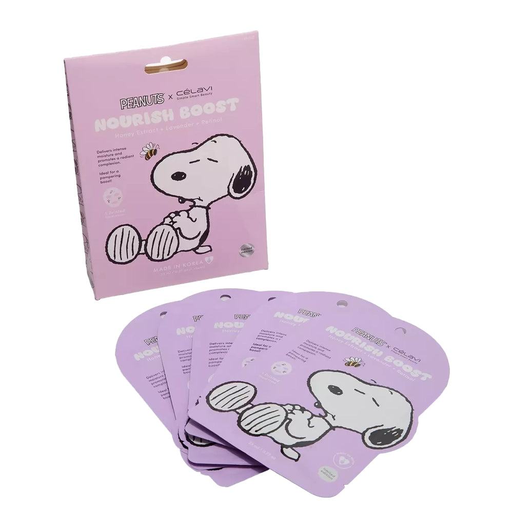 CELAVI - Peanuts Nourish Boost Printed Sheet Mask – Honey Extract + Lavender + Retinol