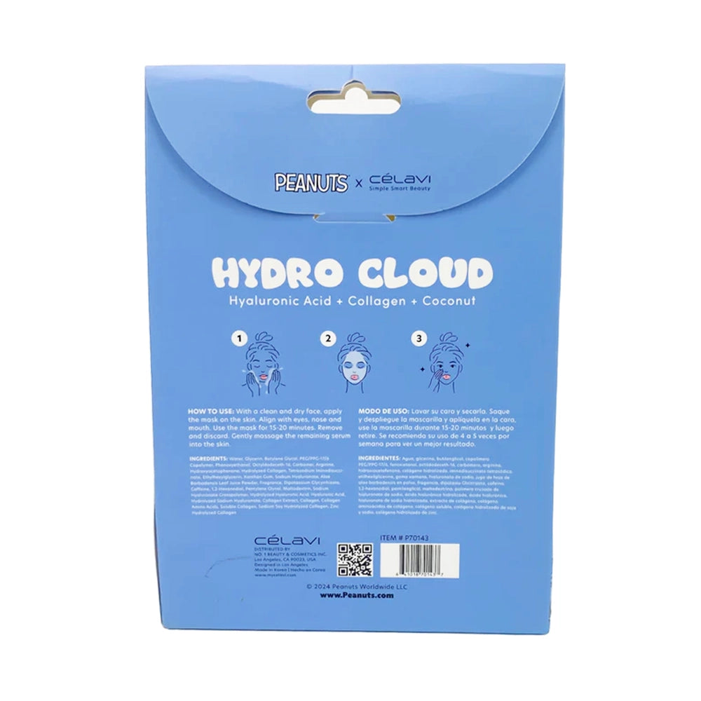 CELAVI - Peanuts Hydro Cloud Printed Sheet Mask – Hyaluronic Acid + Collagen + Coconut