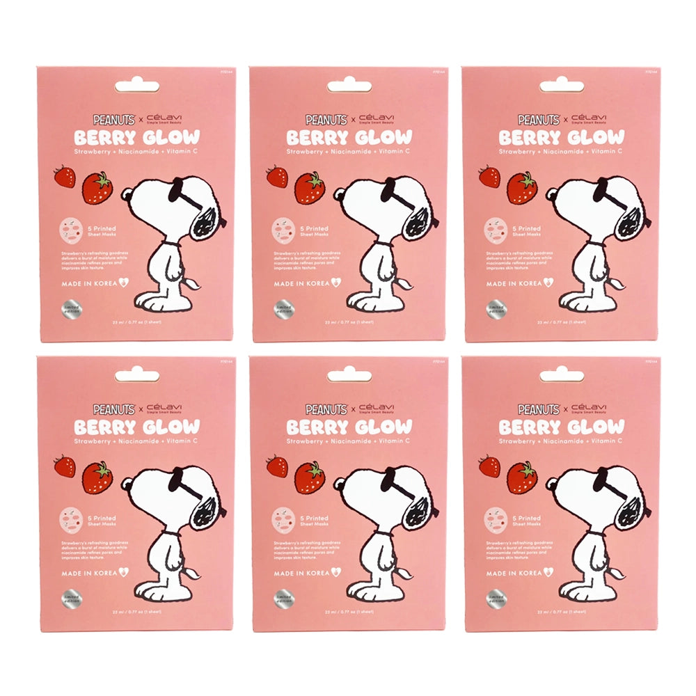CELAVI - Peanuts Berry Glow Sheet Mask – Strawberry + Niacinamide + Vitamin C