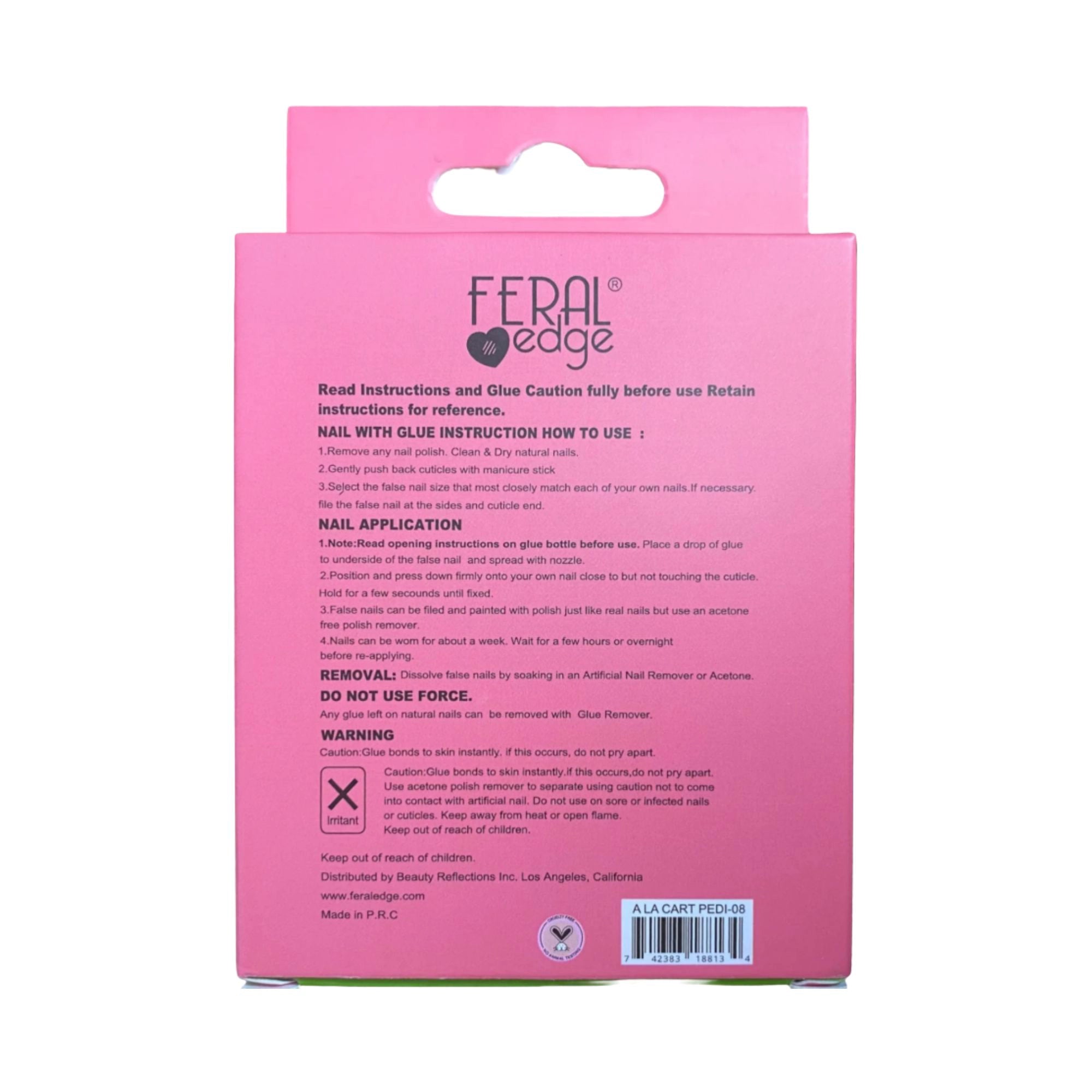 Feral Edge - A La Cart Pedi Pink Pedicure Toe Nail Tip 24CT