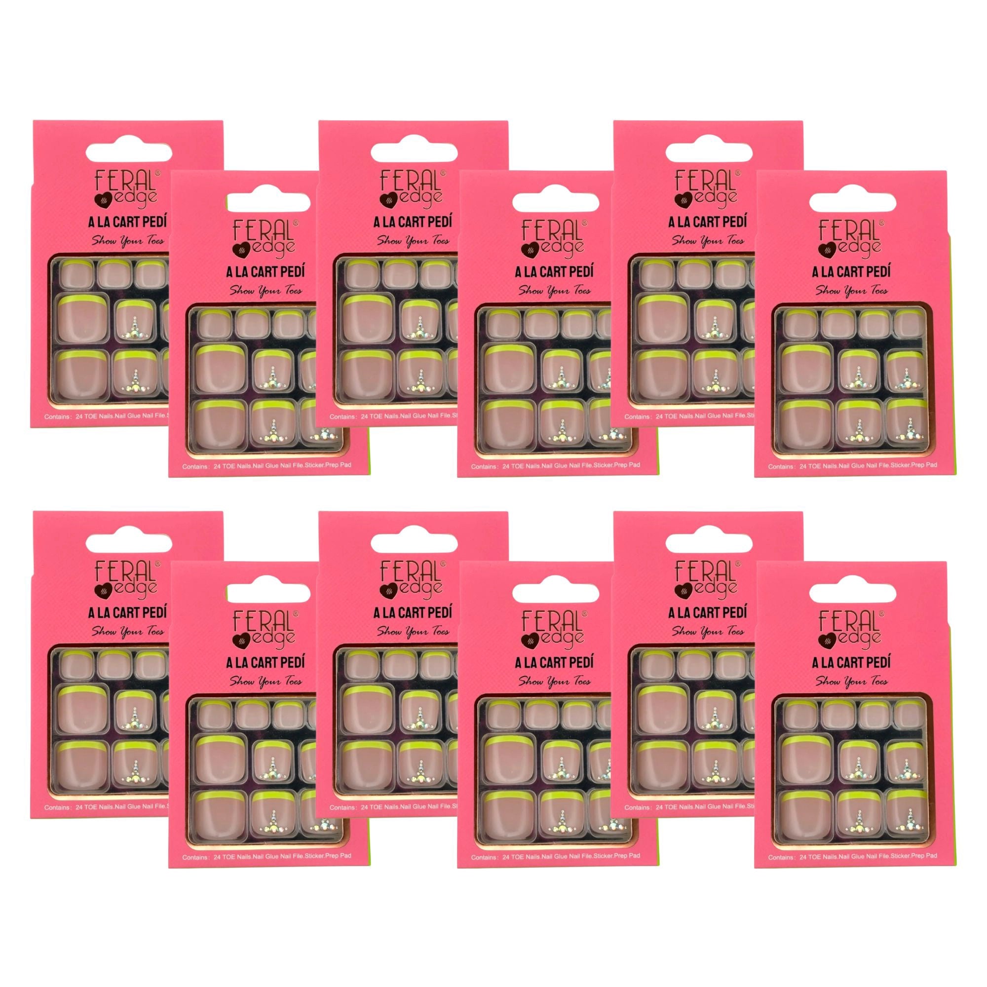 Feral Edge - A La Cart Pedi French Neon Green Toe Nail Tip 24CT