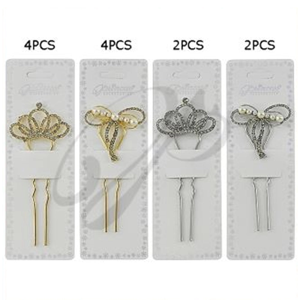 Elegant Rhinestone Crown Hair Pin / Decorative U-Fork
