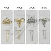 Elegant Rhinestone Crown Hair Pin / Decorative U-Fork