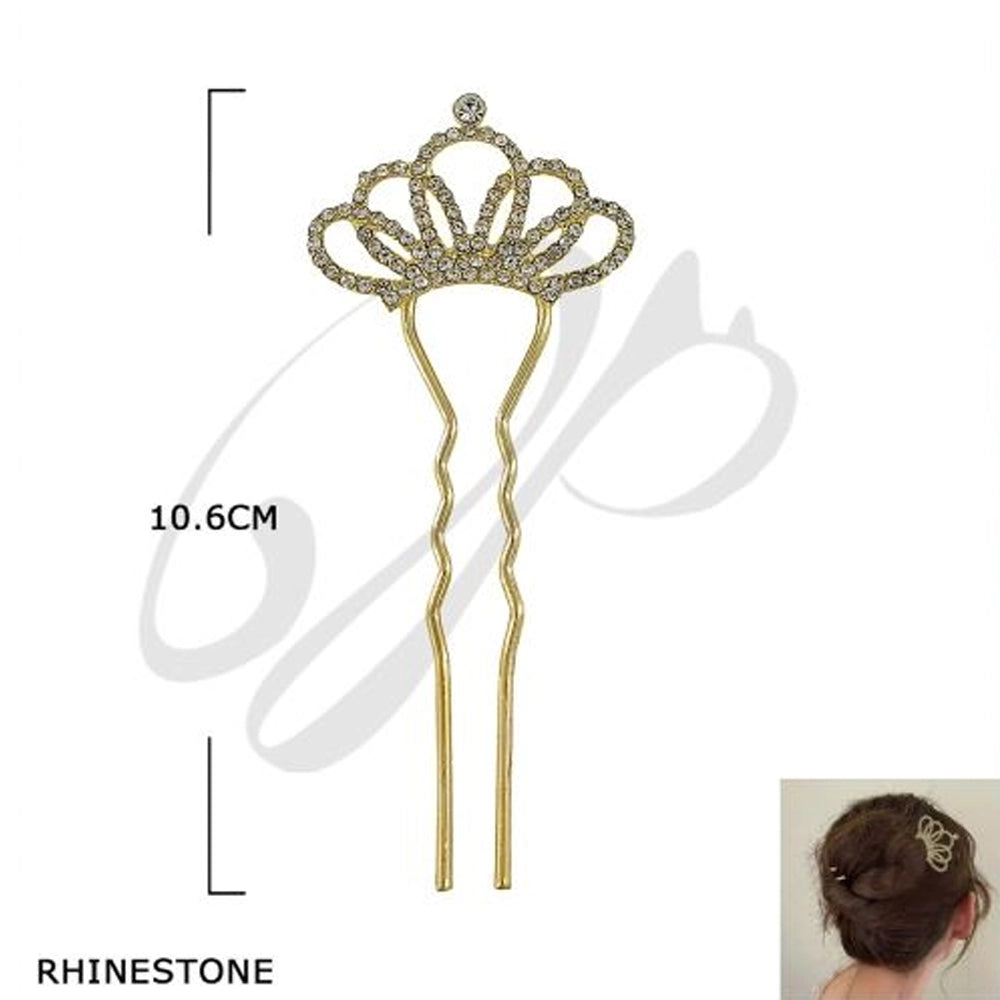 Elegant Rhinestone Crown Hair Pin / Decorative U-Fork