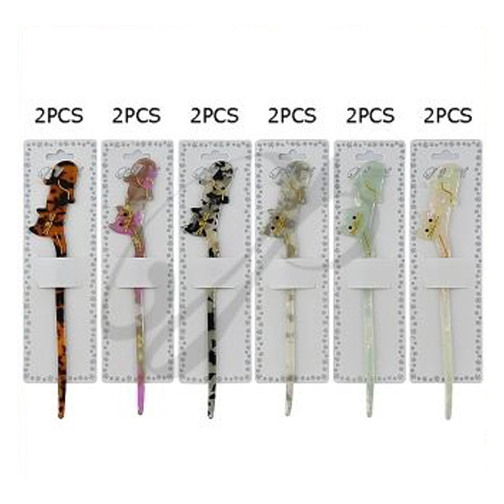 18cm Cat Hair Fork - Large Tortoiseshell Acetate Hair Stick for Thick Hair - Minimalist Animal Hair Pin for Buns & Updos (PGS-2035M)
