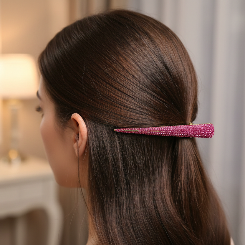 13.2cm Sparkling Rhinestone Alligator Hair Clip – Large Crystal Duckbill Hair Clamp for Thick Hair (PGS-2041M)