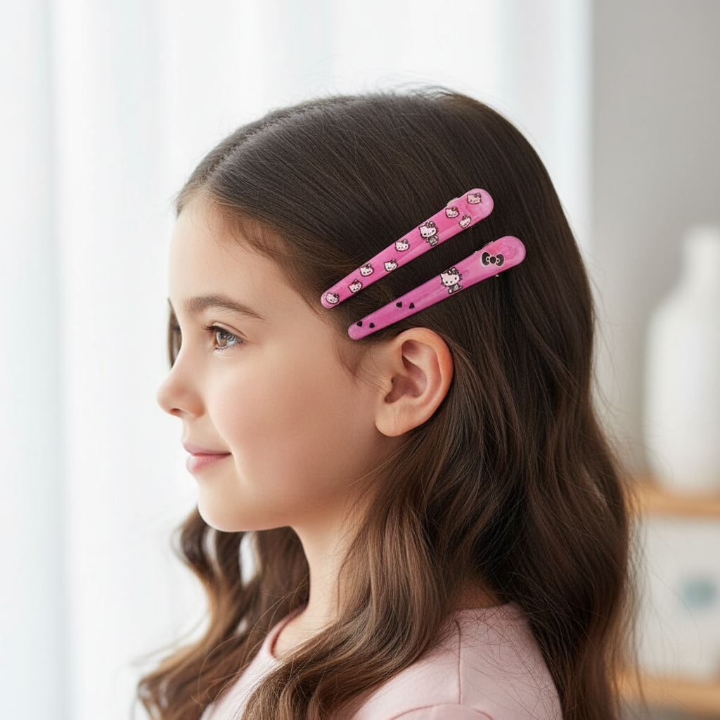 Cute Cartoon Kitten Alligator Hair Clips – 4PCS Colorful Resin Hair Pins, Aesthetic Pastel Salon Styling Claws for Kids & Teens (PGS-27043K)