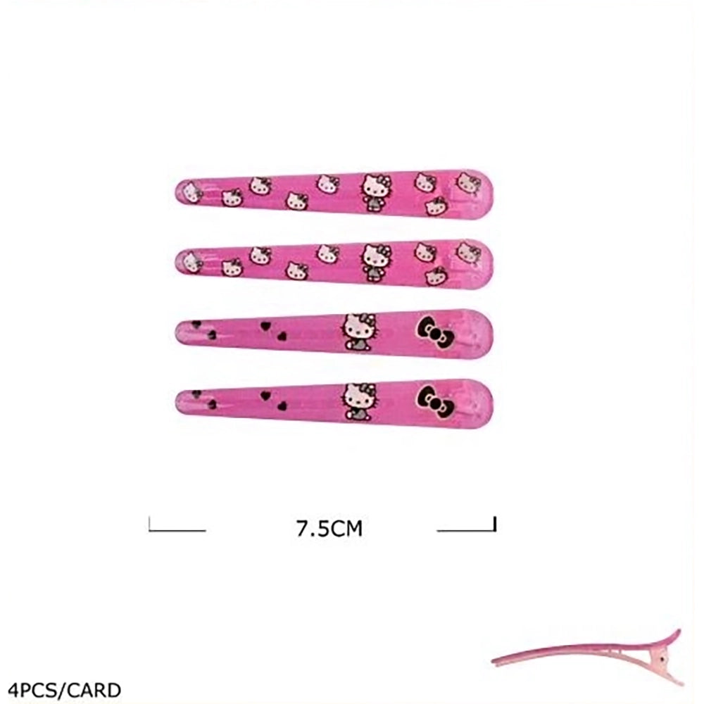 Cute Cartoon Kitten Alligator Hair Clips – 4PCS Colorful Resin Hair Pins, Aesthetic Pastel Salon Styling Claws for Kids & Teens (PGS-27043K)