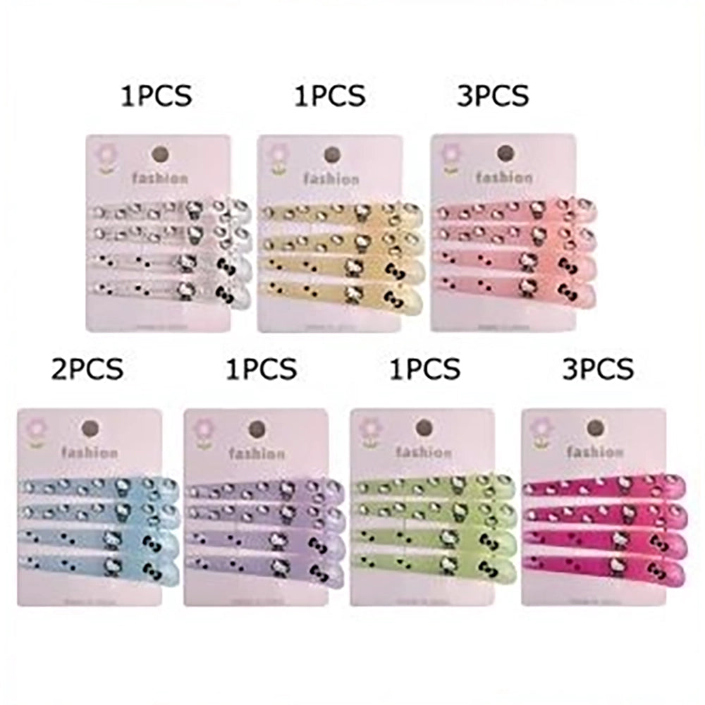 Cute Cartoon Kitten Alligator Hair Clips – 4PCS Colorful Resin Hair Pins, Aesthetic Pastel Salon Styling Claws for Kids & Teens (PGS-27043K)