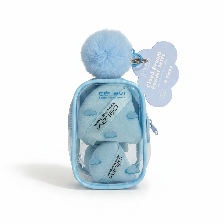 Celavi - Cloud Dream Powder Puffs Set (4-Piece) – Soft Cosmetic Makeup Sponges in Travel Case