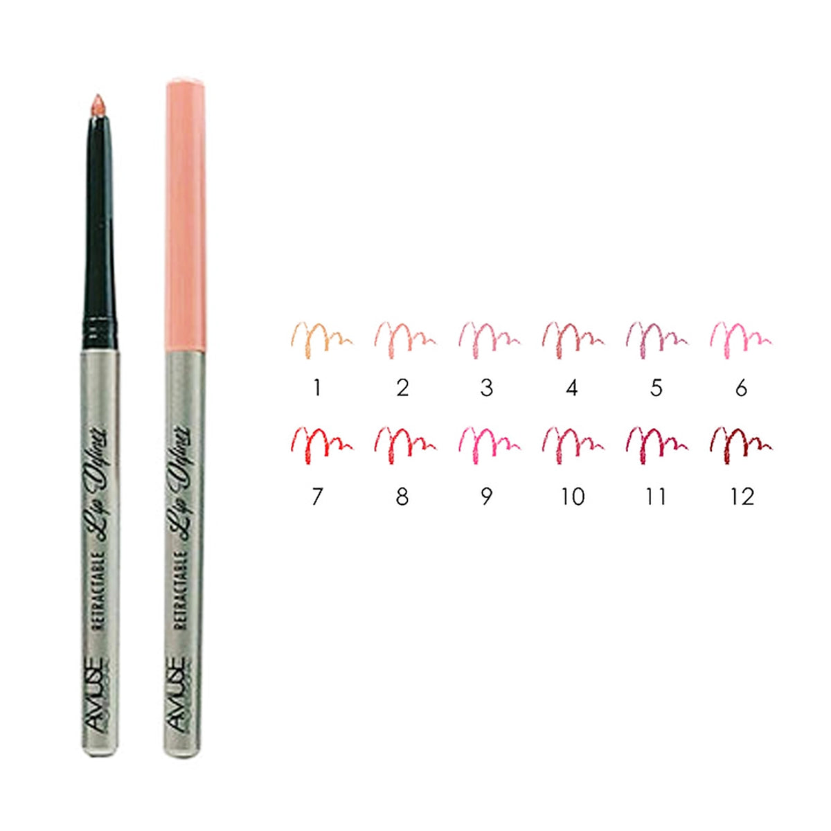 Amuse Cosmetics Retractable Lip Liner Pencil Set – Longwear Easy-Glide Lip Definer