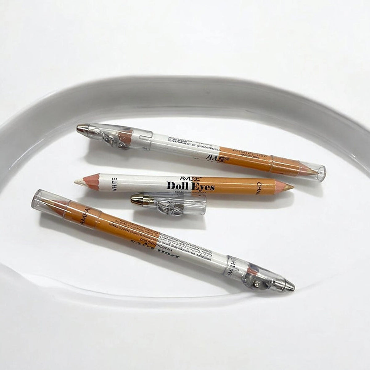 Amuse - Doll Eyes Eye Brightening Duo Eyeliner Pencil – White & Champagne (Built-in Sharpener)