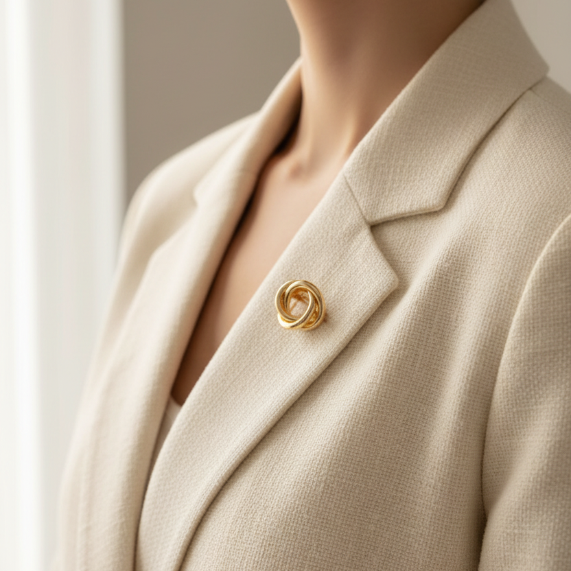 Interlaced Ring Brooch Set – Elegant Gold & Silver Knot Brooches (2-Style Pack) (PN5403GS)