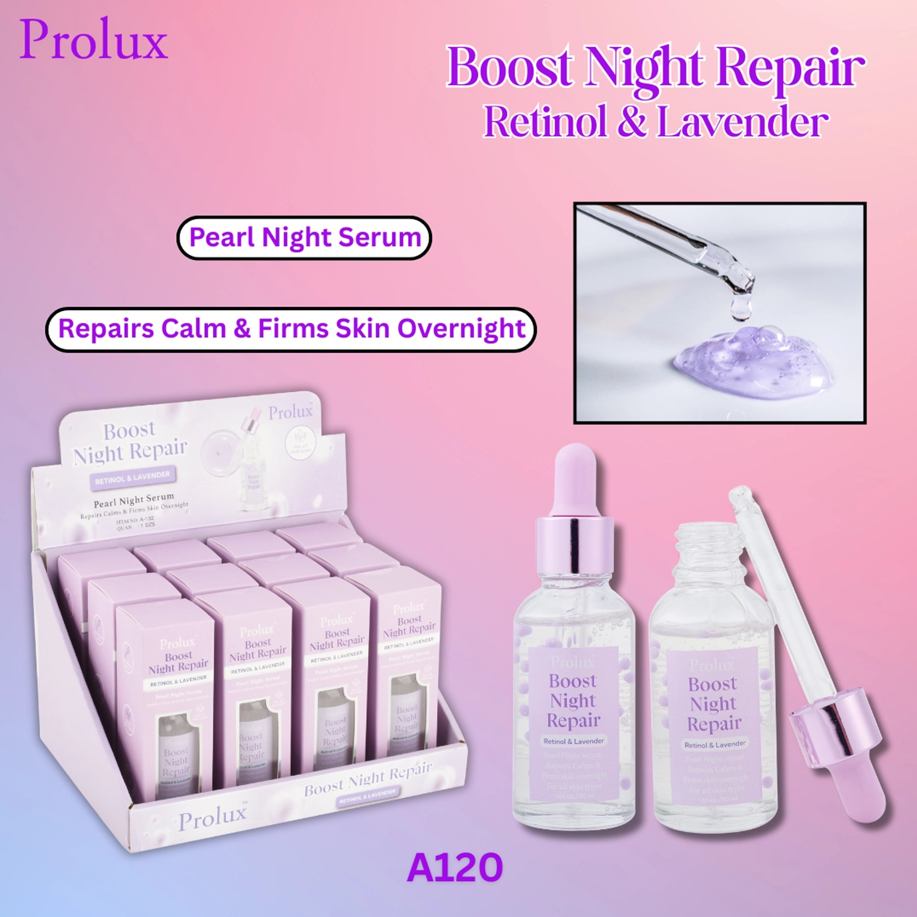 Prolux - Boost Night Repair Retinol & Lavender Pearl Night Serum