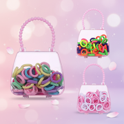 Kids Elastic Hair Ties Set with Cute Purse Organizer Case - 12-Piece Seamless Mini Hair Bands, No-Damage Ponytail Holders for Toddlers, Girls, and Kids Hair Accessories (PT14)