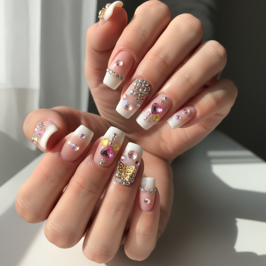 Nail Art Mixed Rhinestones & Gemstones Kit – 12pc 3D Charms (QE2774)